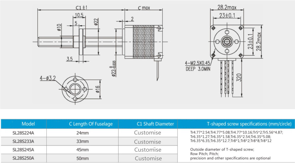 Nema11 lead screw stepper motor parameters